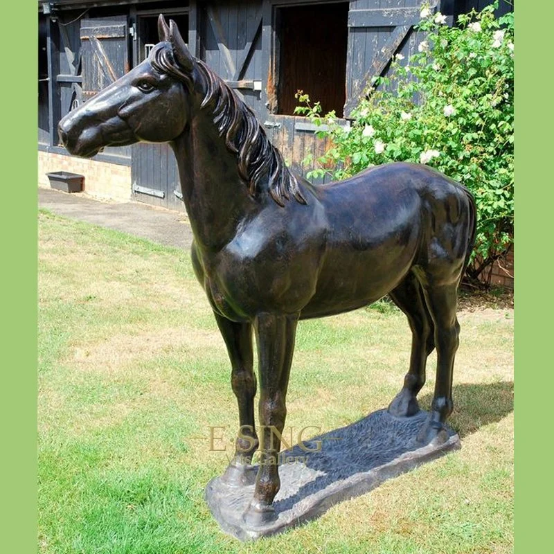 Estatua de caballo de bronce antiguo de tamaño real de animales de jardín al por mayor.