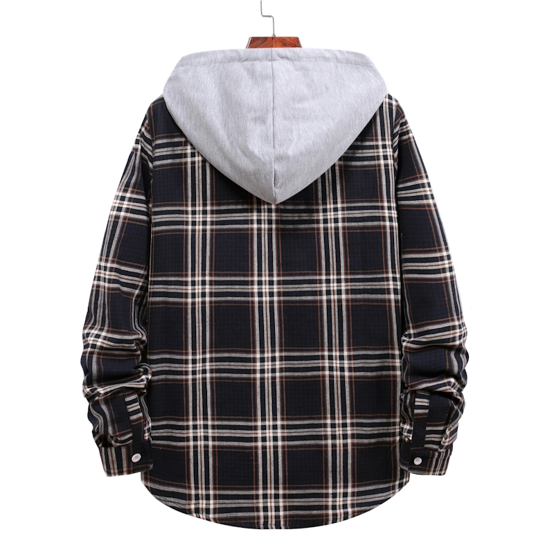 Hooded Men's Cloud Flannel Woven Shirt Lined Thin