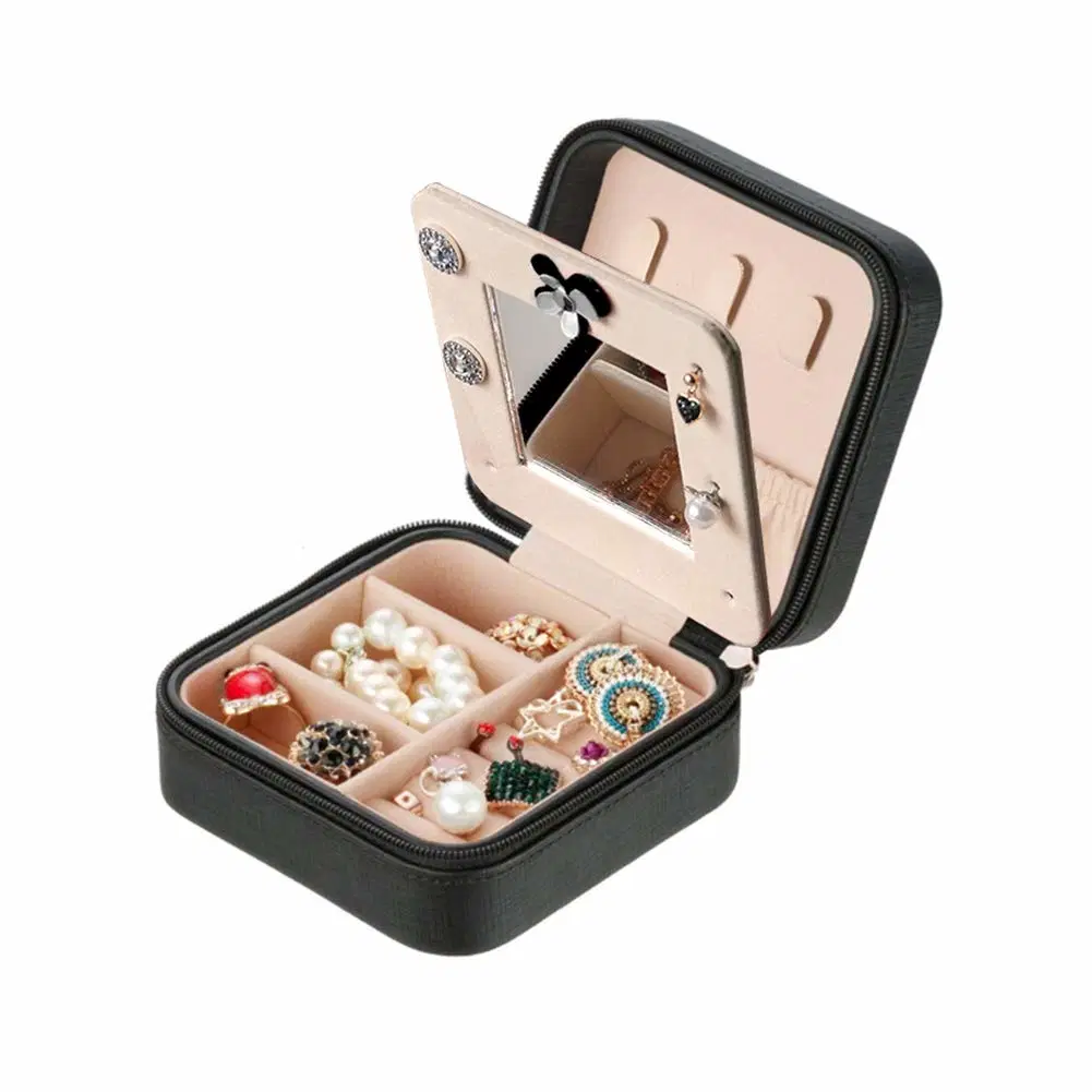 Portable Women Girls Earrings Ear Stud Box Organizer Jewelry Box