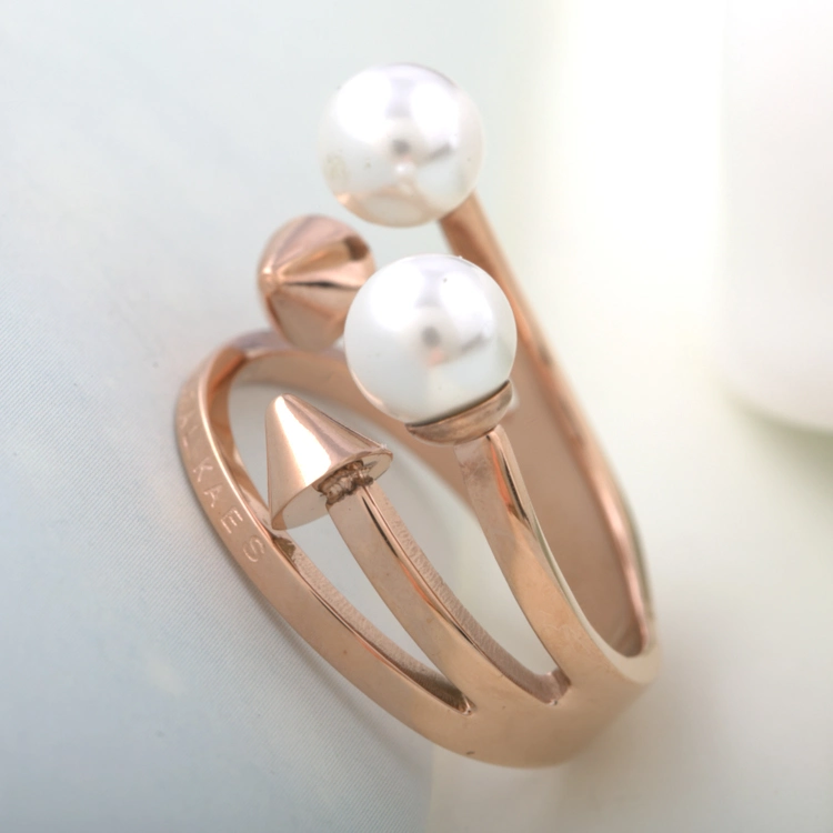 Punk Fashion Jewelry Stainless Steel Personalized Pearl Finger Ring