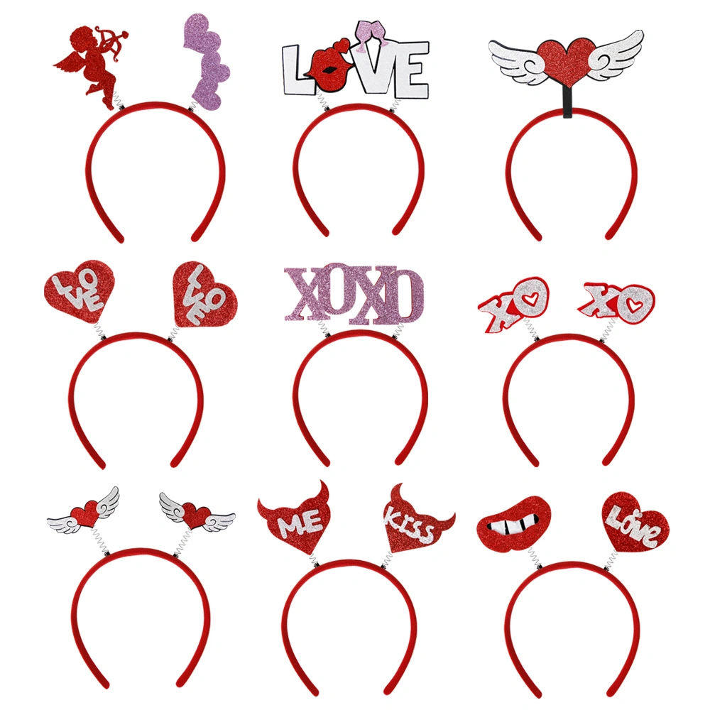 Valentine&prime; S Day Heart Headband Red Sequins Hair Band Hair Hoop