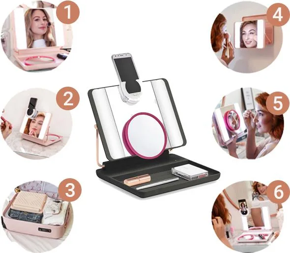 LED with a Lamp Makeup Mirror Bring a Mobile Phone Clip