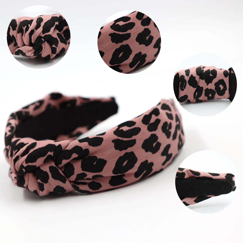 Fashion Fabric Girls Hairband Chain PU Leather Knot Hair Band Headband Adult Women Hair Accessories