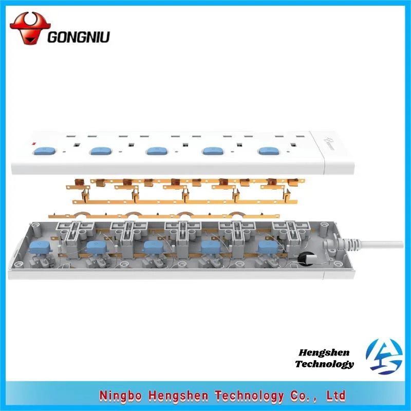 Venta en caliente de la toma de corriente británica con display LED Conector hembra de expansión USB de 4 puertos Light