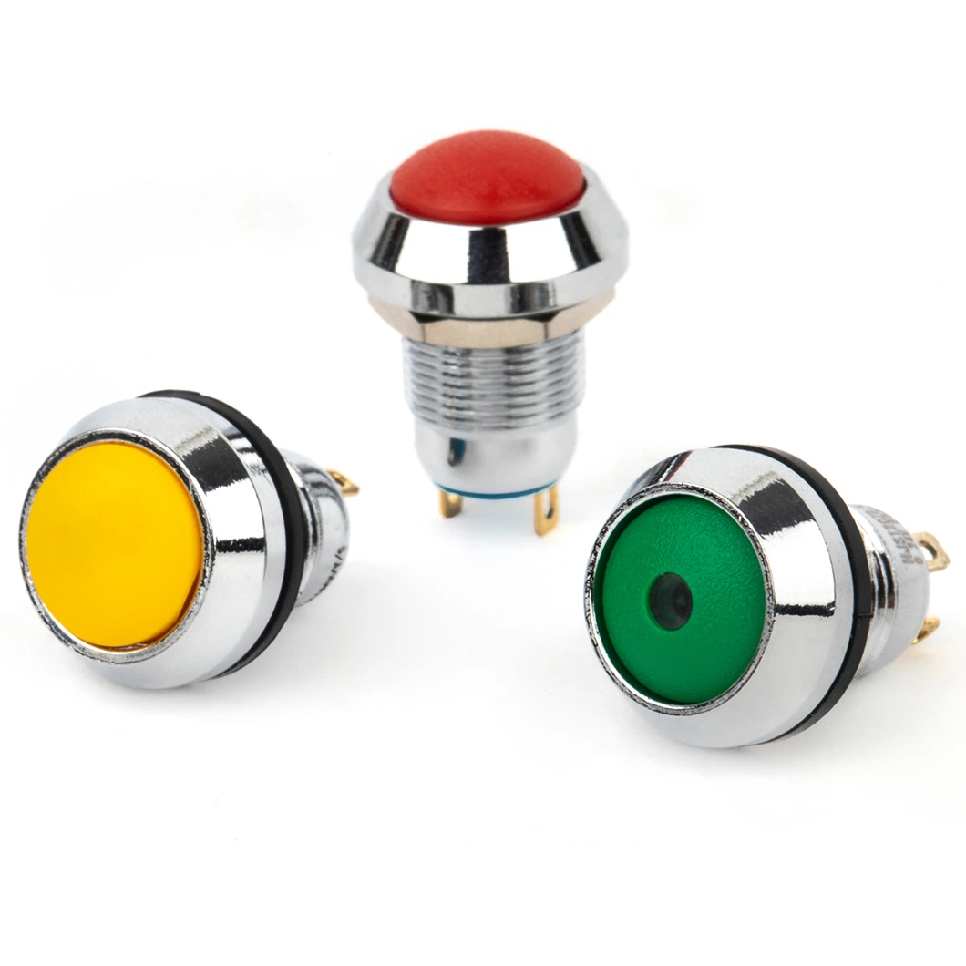 12mm Flat/Domed Head Power Symbols DOT Illuminated LED 12V 24V 220V 110V Waterproof 1no Momentary Latching Mini Push Button Switch for Toy Car