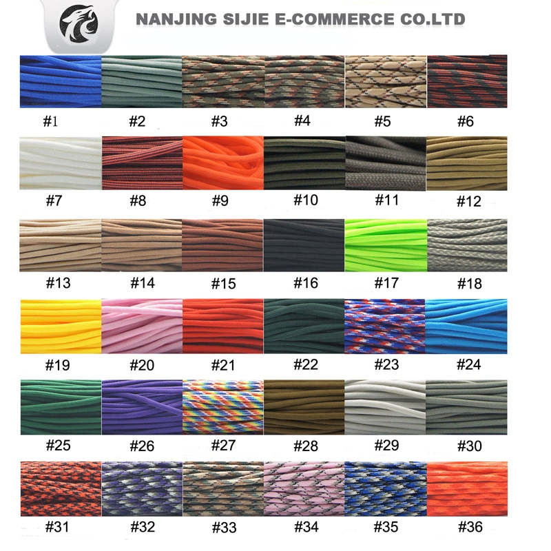 Réfléchissant 7 brins Paracord 4mm Polyester 100FT Paracord 550 Corde de parachute