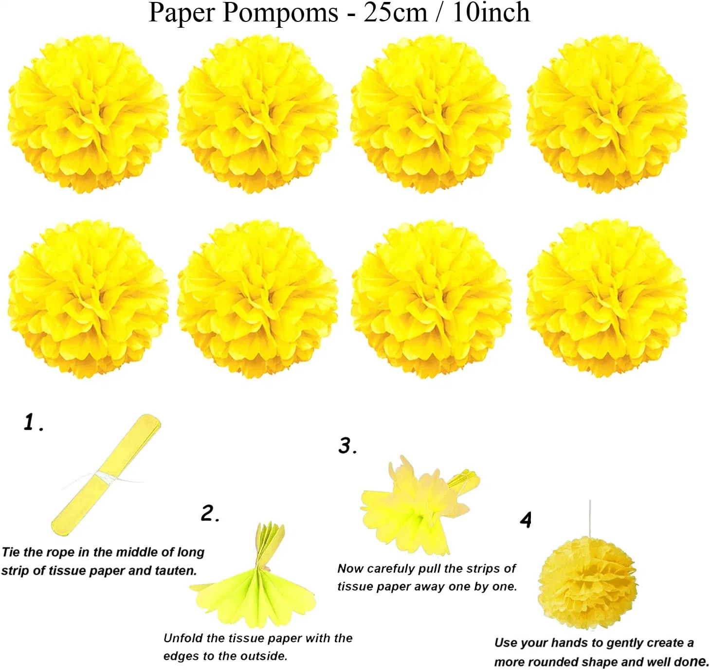 21 PCS Yellow Hanging Paper Fans POM Poms Flowers, Garlands String Polka DOT and Triangle Bunting Flags for Birthday Baby Shower Wedding Party Decorations