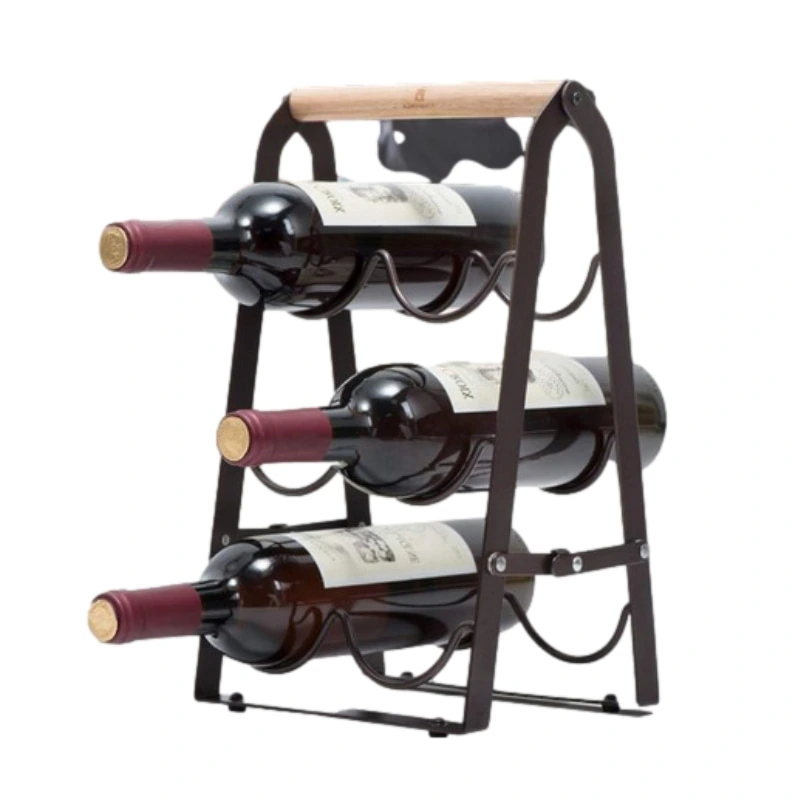 Countertop Wine Display Stand - 3 Tiers, Holds 6 Bottles