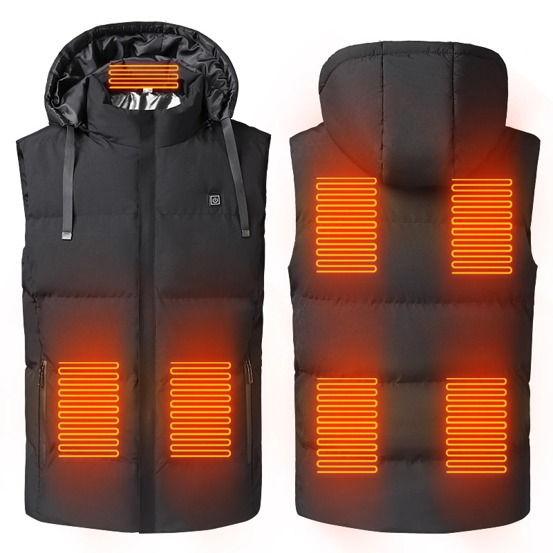 Winter Men and Women Male Female Hunting Fishing Sleeveless OEM Smart Electric USB Heated Vest with Hood