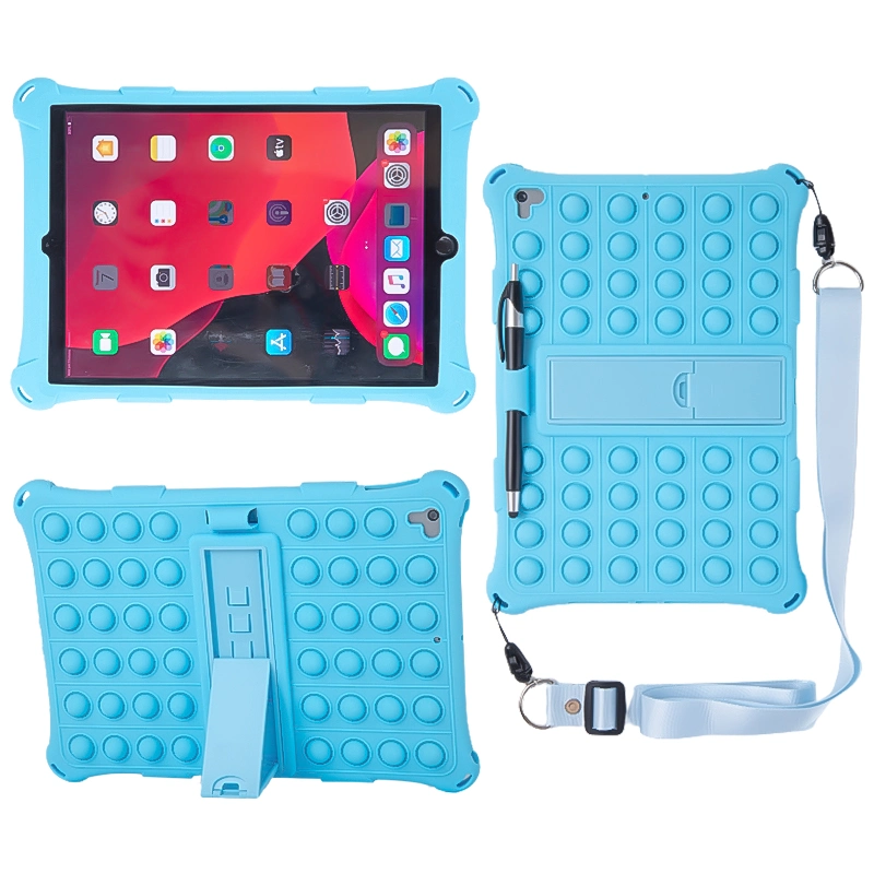 للأطفال اضغط فقاعة البوب fidget لعبة مع منصة الطي حقيبة من نوع Lanyard Silicone Tablet لأجهزة iPad PRO مقاس 10.5 بوصة 2020