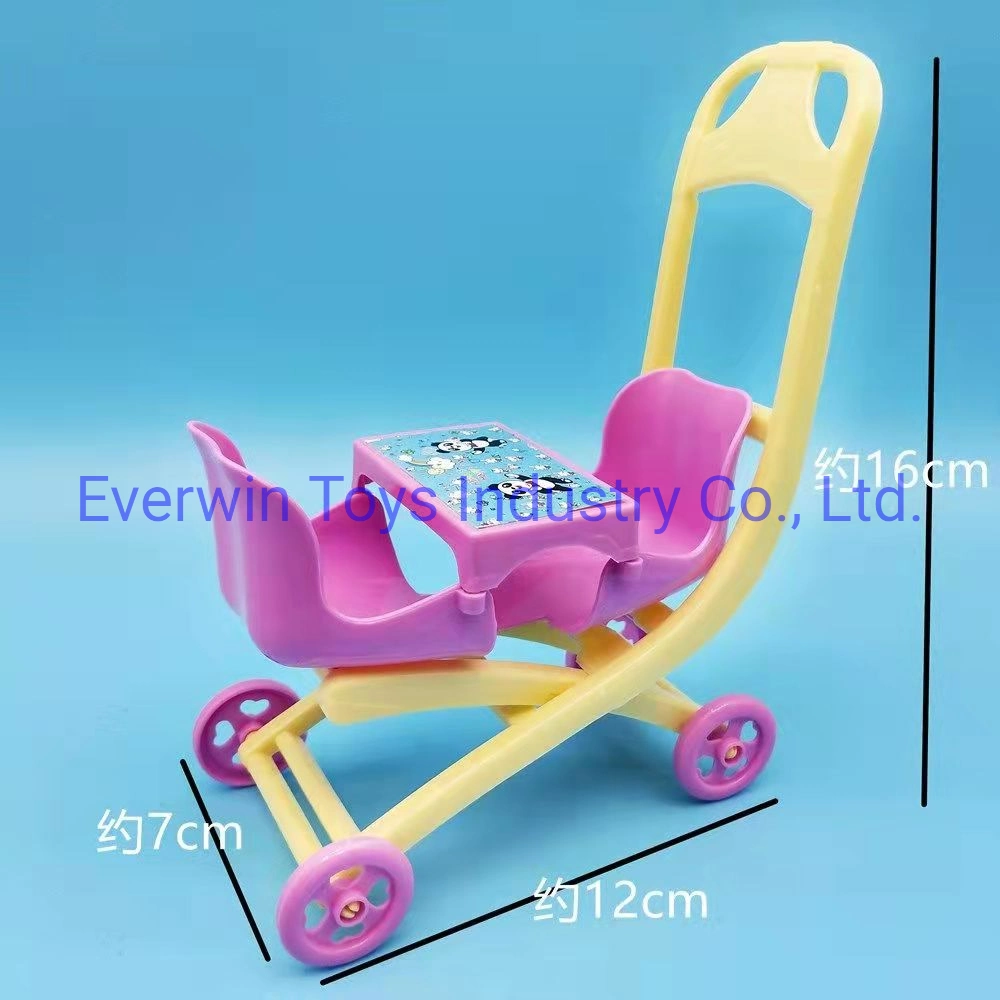 Plastic Toy Doll Accessory Double Stroller for Mini Dolls