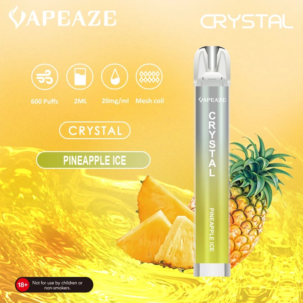 Vapeaze Tpd Mini Vapes Pen E Cigarette 0% 2% 600 Puff Crystal Disposable/Chargeable Vape