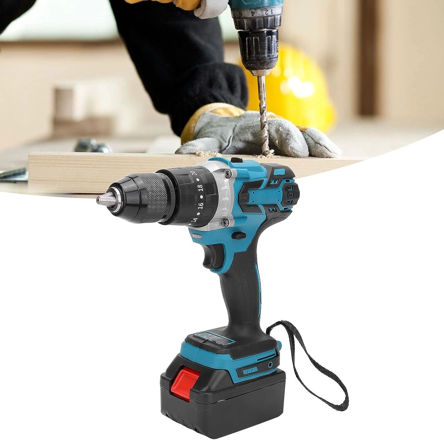 21V Cordless Drill Machine Electric Impact Screwdriver Lithium Battery Industrial-Grade Drilling