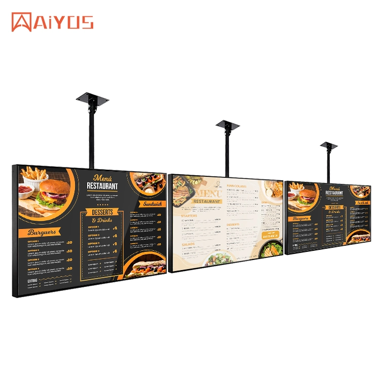 43 Zoll Deckenmontage LCD Werbung Digital Signage Display LED Backlight Restaurant-Menütafeln