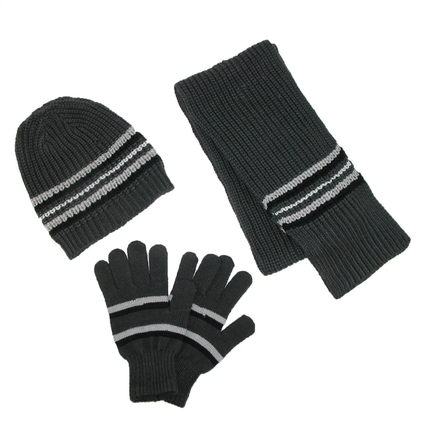 a Set of Knit Hat. Scarf and Gloves