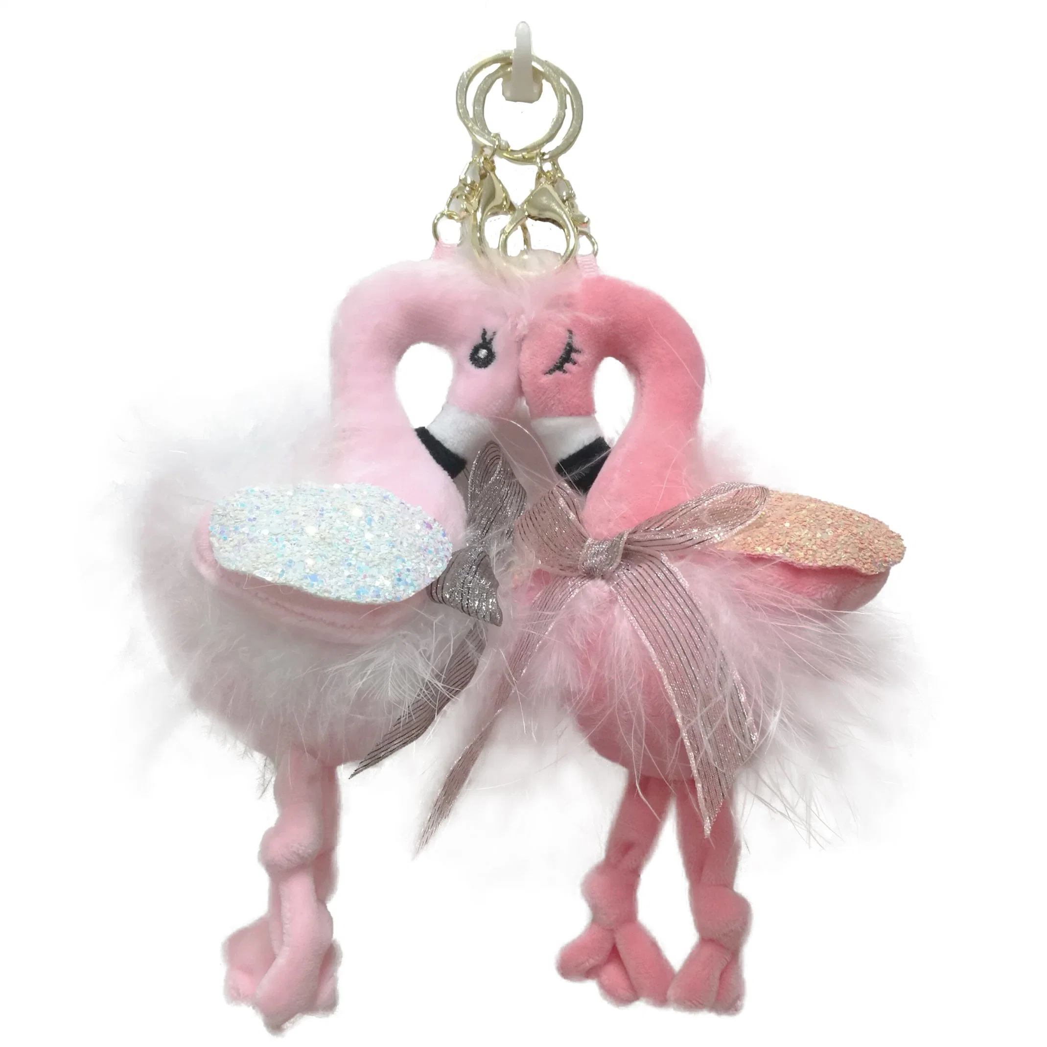 Amazon Hot Sell New Material OEM Cute Flamingo Plush Keychain