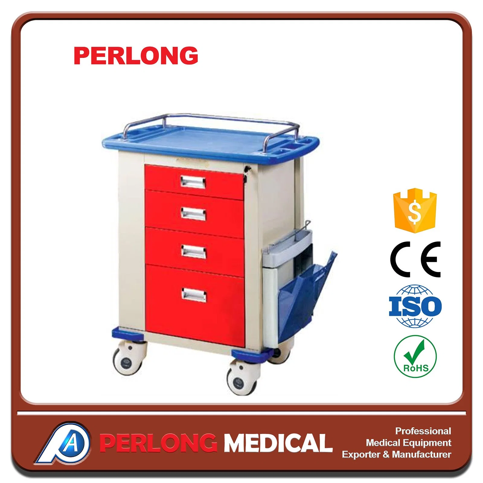 Cheap Hospital Use Multi-Fuction Trolly Hf-3b