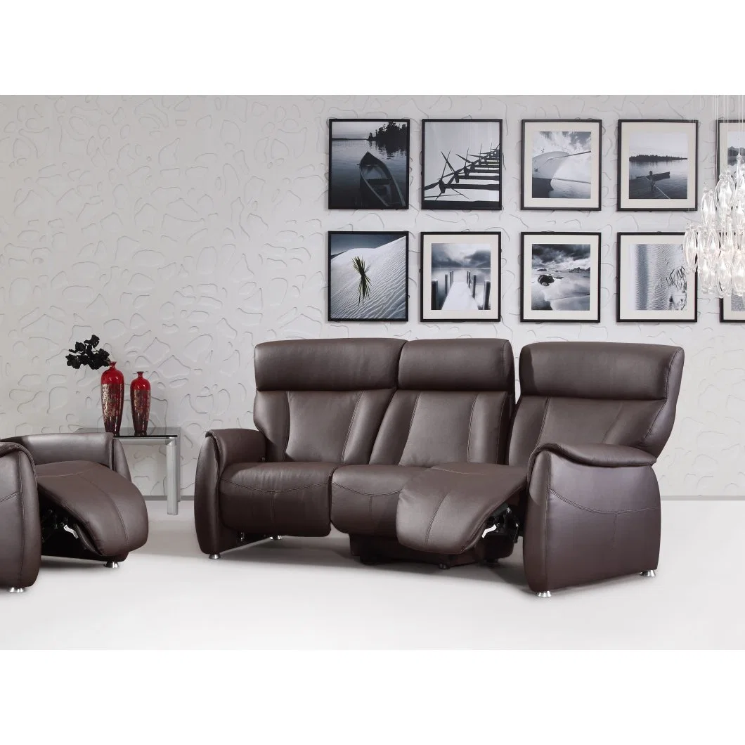 Europäischer Stil Moderne Wohnzimmer Büromöbel mit Falten Tisch Elektrisch Leder Recliner Sofa Chair