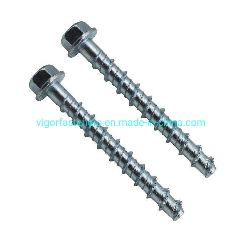 Carbon Steel Yellow/White Zinc Plated Hex Head Type/Hex Flange Head Type Concrete Screw/Masonry Screw