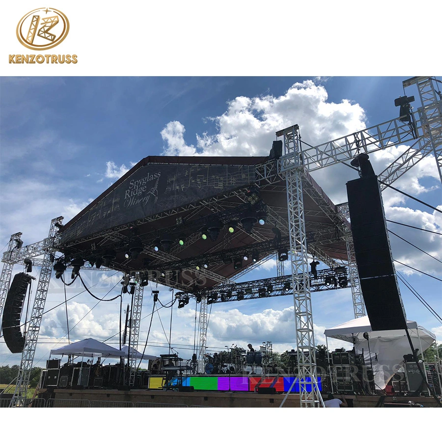 Equipamento de palco interno e externo. Estrutura de treliça de palco portátil para eventos e concertos.