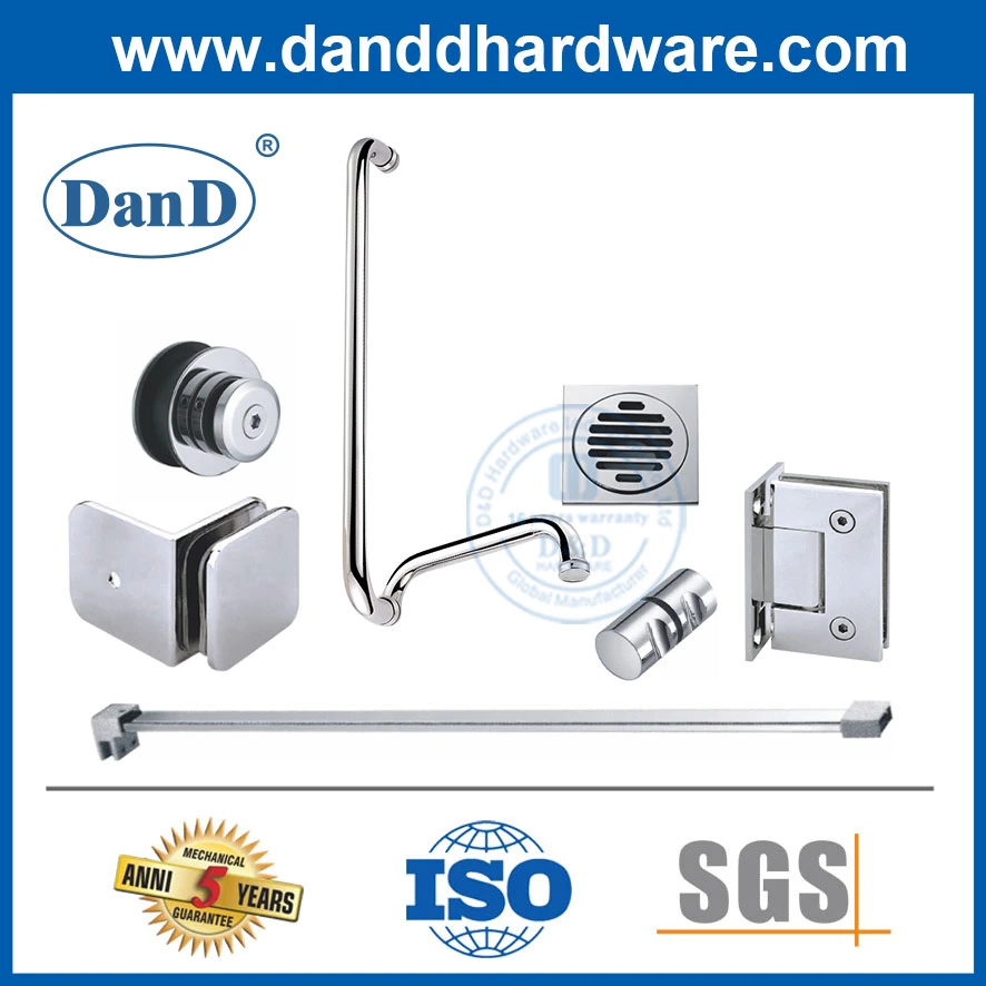 Sliding Door Stainless Steel Brass Bathroom Accessory Shower Hinge Fitting Glass Door Hardware Toilet Cubicle Set