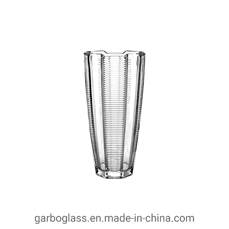 Nuevo florero de vidrio transparente con la espada de diseño de corte para el comercio al por mayor