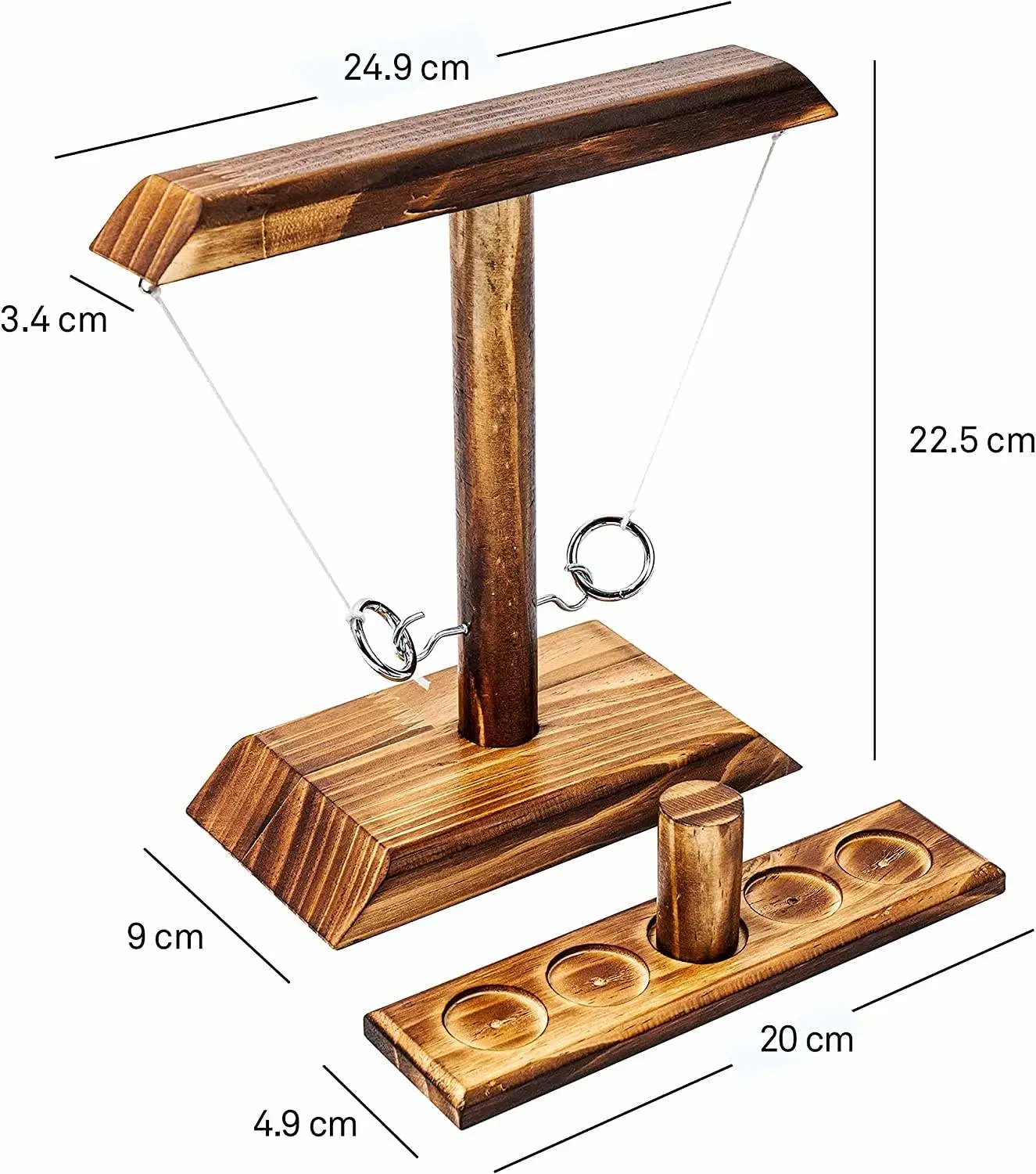 Toss Fun Hook and Ring Handmade Wooden Interactive Game with Shot Ladder