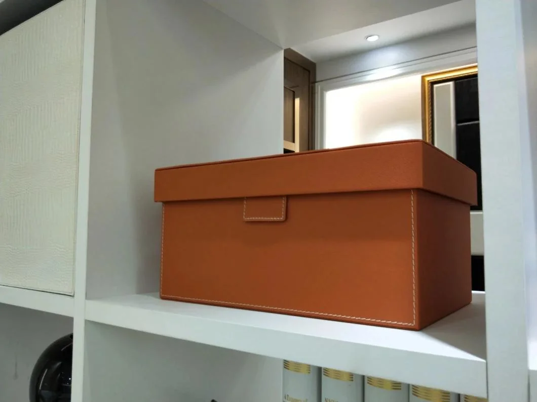 MDF Leather Wardrobe Storage Box for Cabinet with Cover