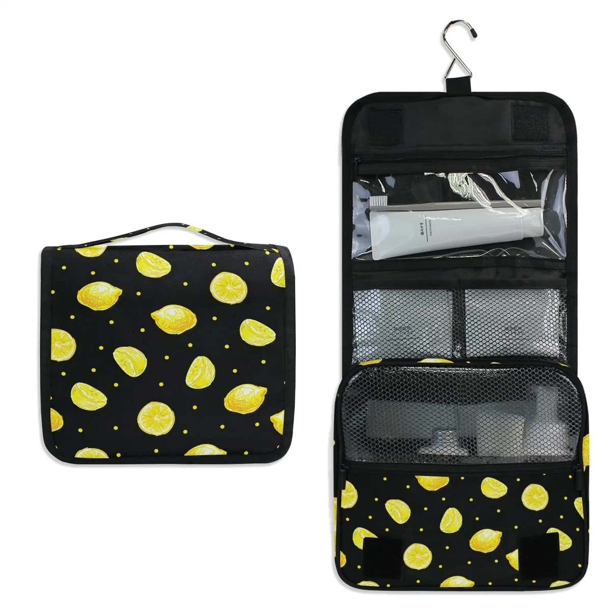 Gelbe Zitronen Hängende Reise Körpertasche Kit Make-Up Fall Kosmetik Organisator für Männer Frauen