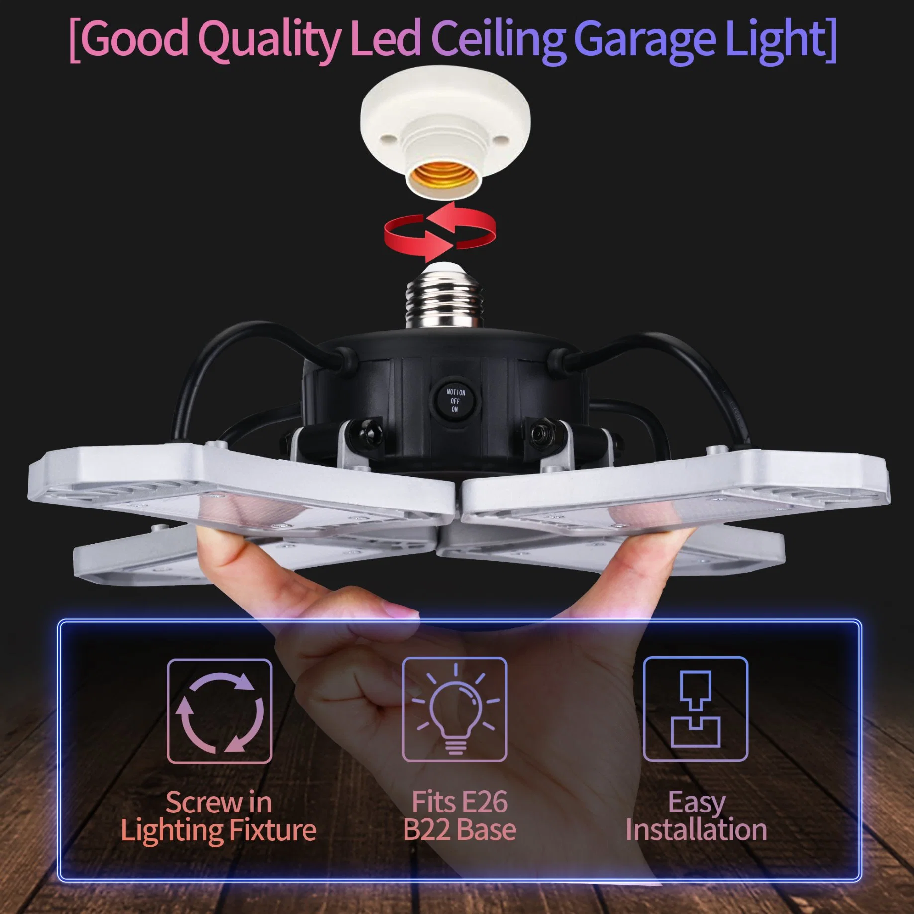 LED with Inductive Garage Lamp, 80W Ceiling Workshop Lamp