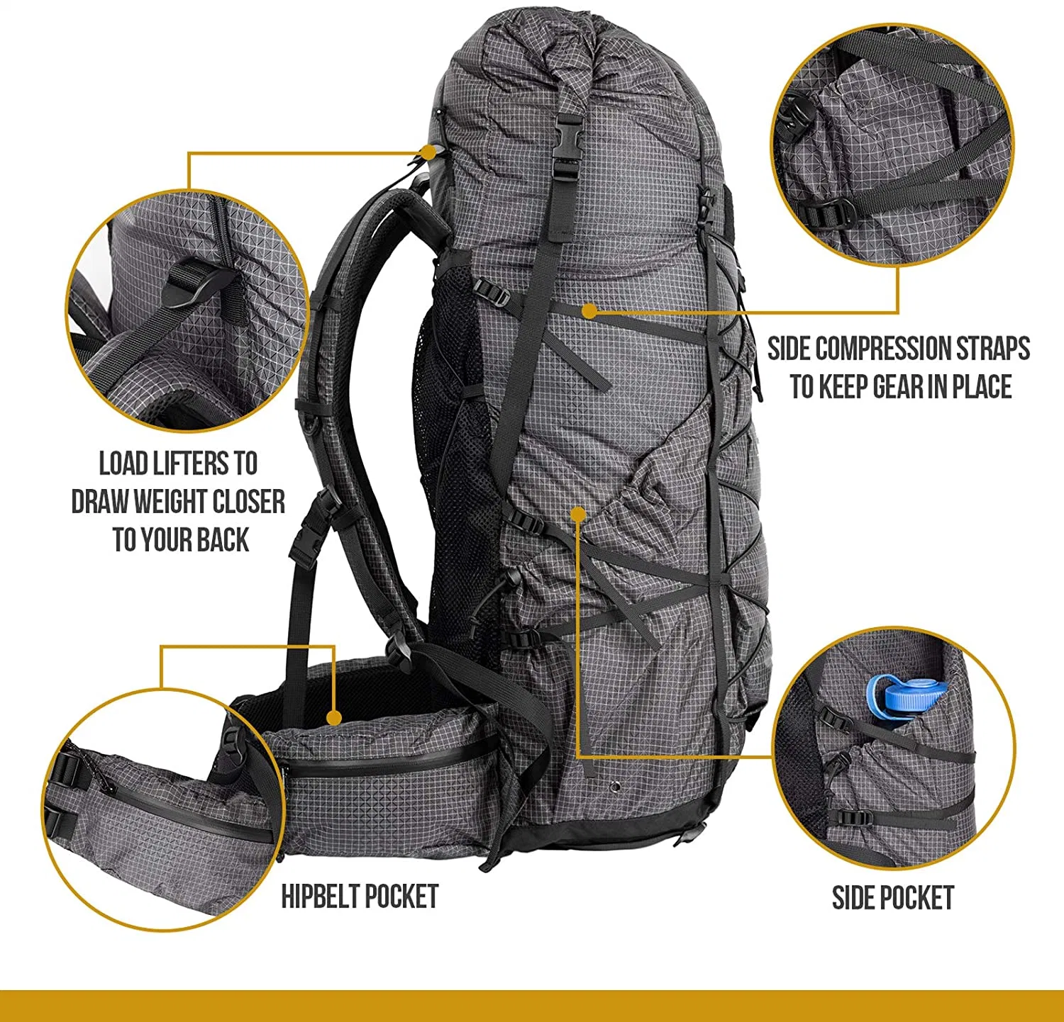 35L+5L Trama interna Trekking Mochilas para Camping Senderismo