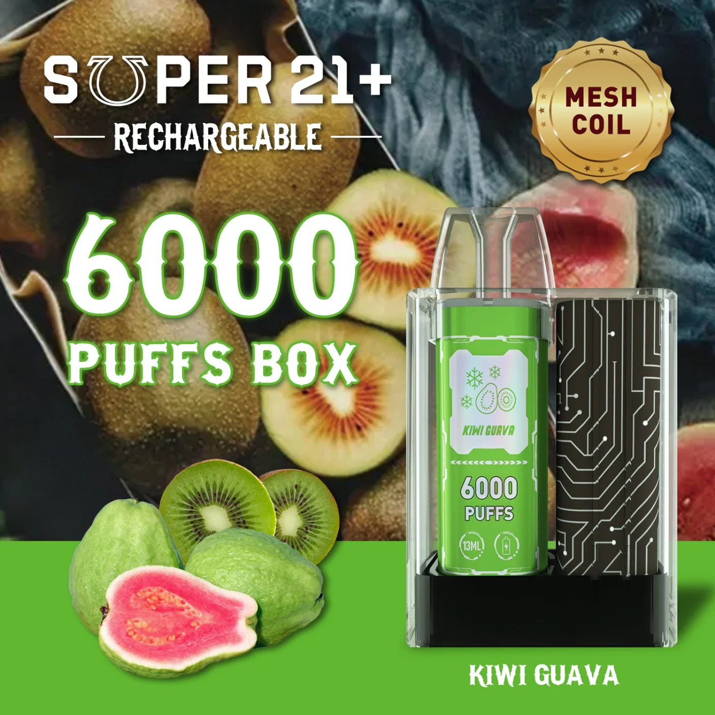 New High quality/High cost performance  Disposable/Chargeable Vape 6000puff Fruit Flavors E Liquid Electronic