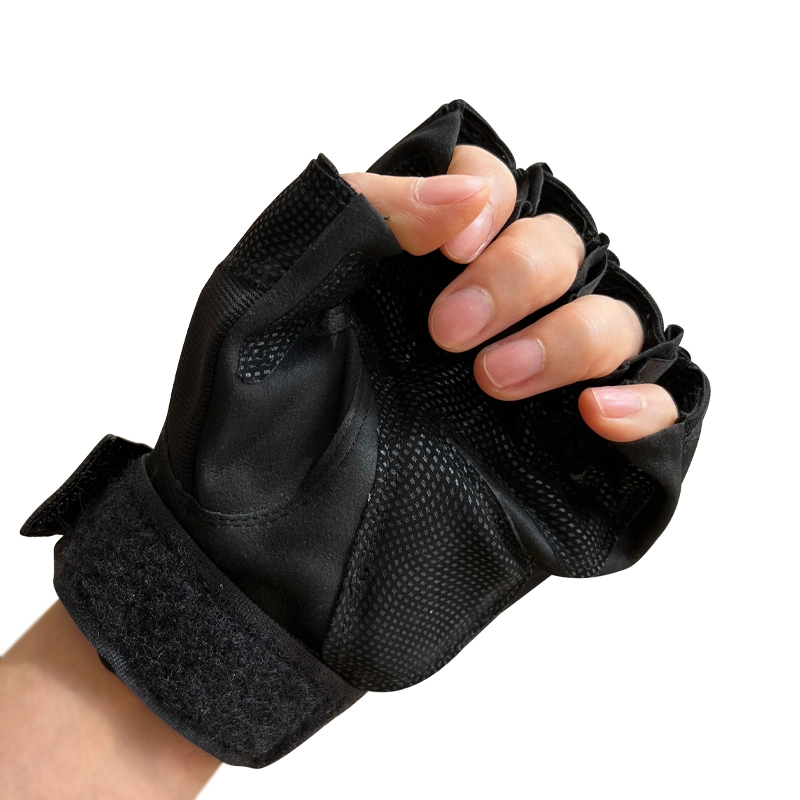 Durable Military Safety Half Fingers Oxford Black Tactical Gloves