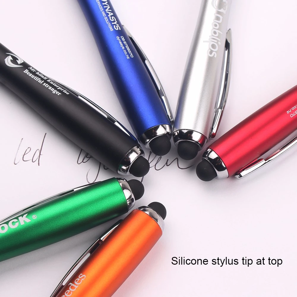 Low Order Quantity Custom Laser LED Bright Blue Plastic Ballpoint Pen