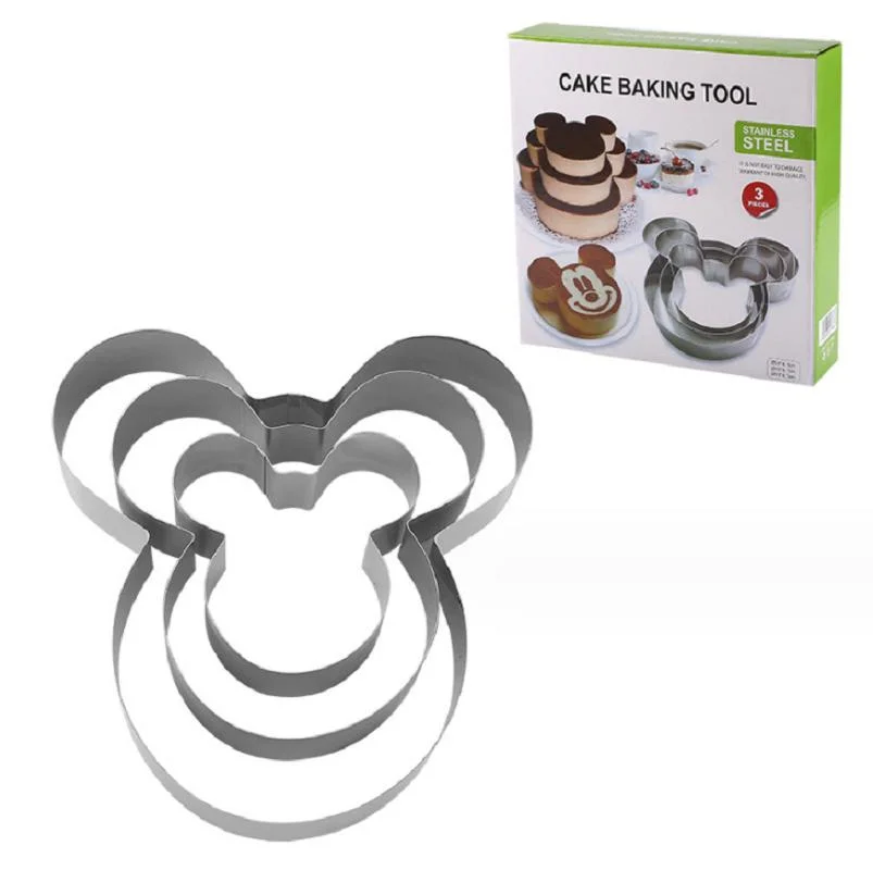 3PC Heat-Resistant Round Heart Square Animal Multi-Shape Circular Mousse Ring Non Stick Stainless Steel Cake Baking Mold