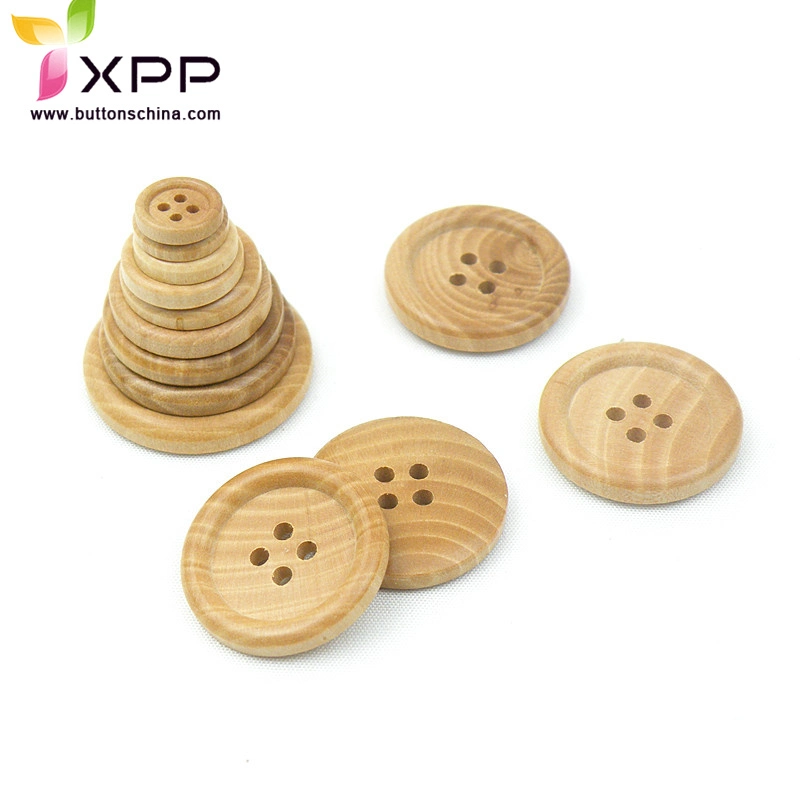 Natural Wooden Button with Laser Logo for Children Garments