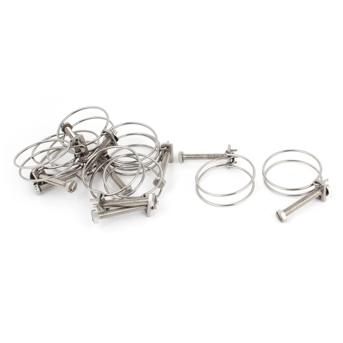 Factory Price Double Wire Clip Hose Clamp 304 Stainless Steel Pipe Clamps Adjustable 10-45mm