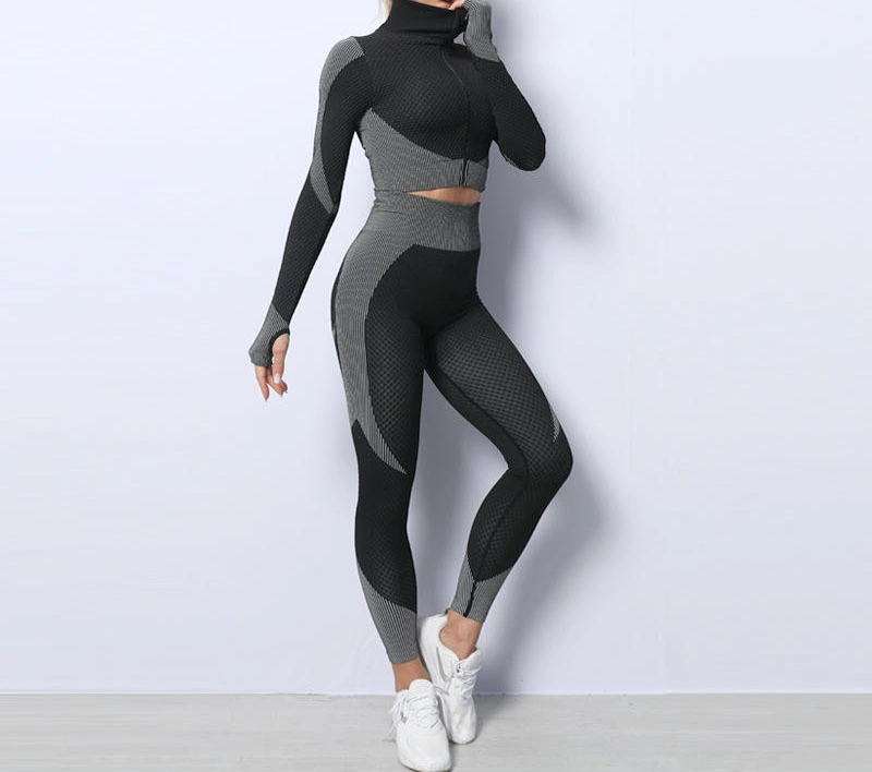 Vêtements de sport de mode manches longues Zippued Active Wear pour Femme