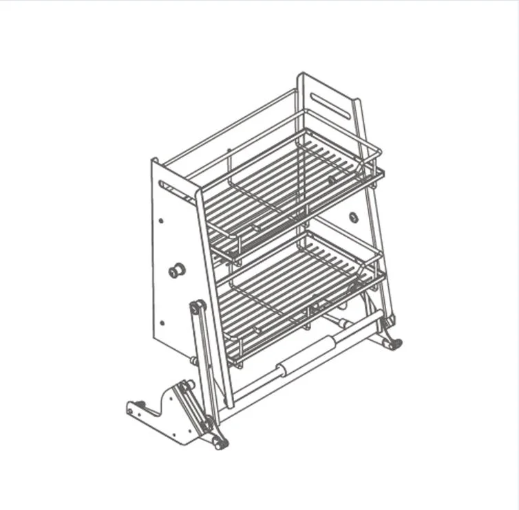 Côté cuisine Wellmax Multiple-Function trois mur Mur de stockage de l'organiseur du cabinet de conception moderne Downsteel Chrome de levage jusqu'ustensiles de cuisine tirez Panier en fil