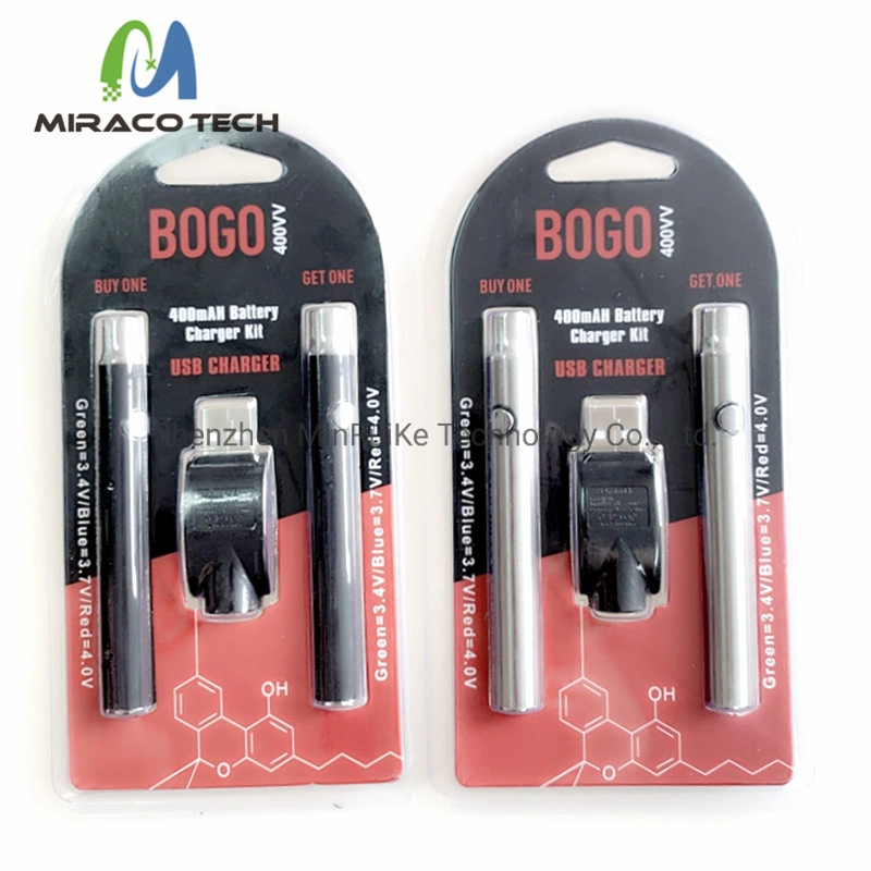 Bogo Manual Battery Lo Preheating Batteries Vape Pen 510 Thread Battery 400mAh E Cigarettes Battery with Blister Packaging