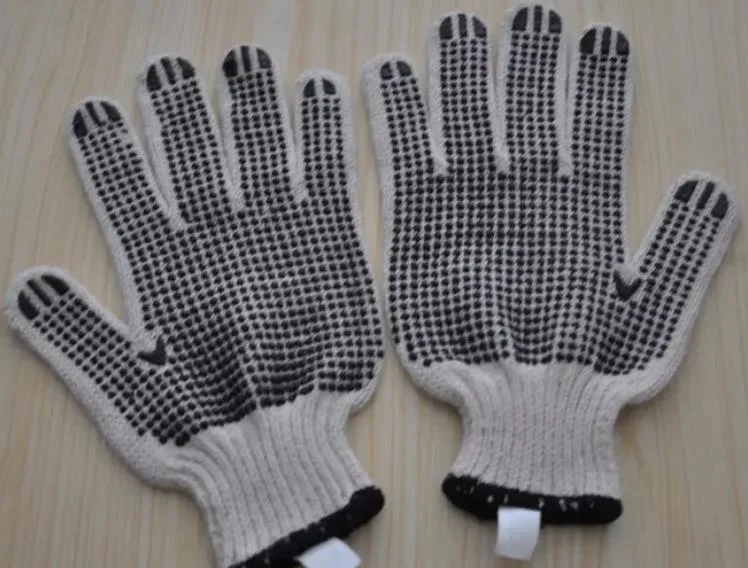 Wholesale/Suppliers White/Bleach White Cotton PVC Dotted Safety Work Gloves