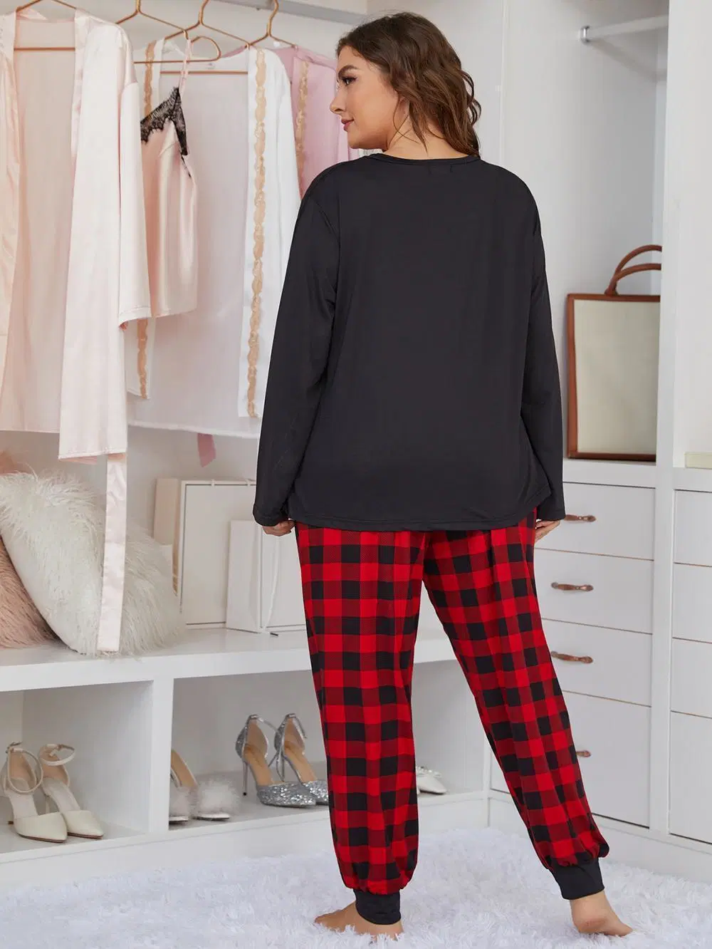 Blusa com capuz Tamanho duas peças de definir as mulheres respirável Sleepwear pijamas