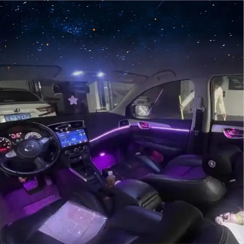 Автомобильная отделка салона, рассеянная подсветка, автоматическая гибкая атмосфера, мягкая полоса Neon Освещение
