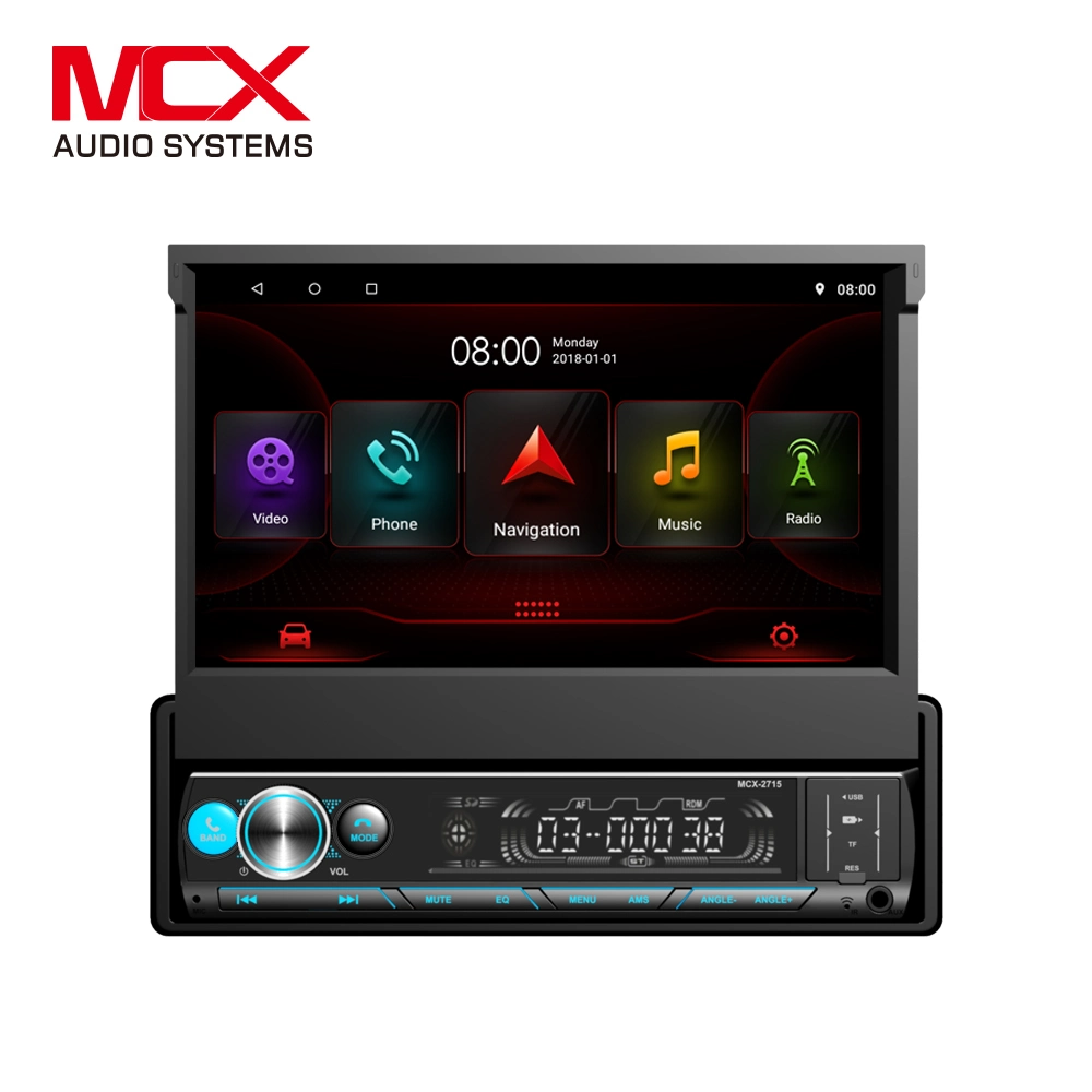 7 Inch Am/FM Motorized Flip out LED Media Touch Screen Single DIN Car Stereo CD & DVD Player Push to Talk Assistant Bluetooth Backup Camera Input USB