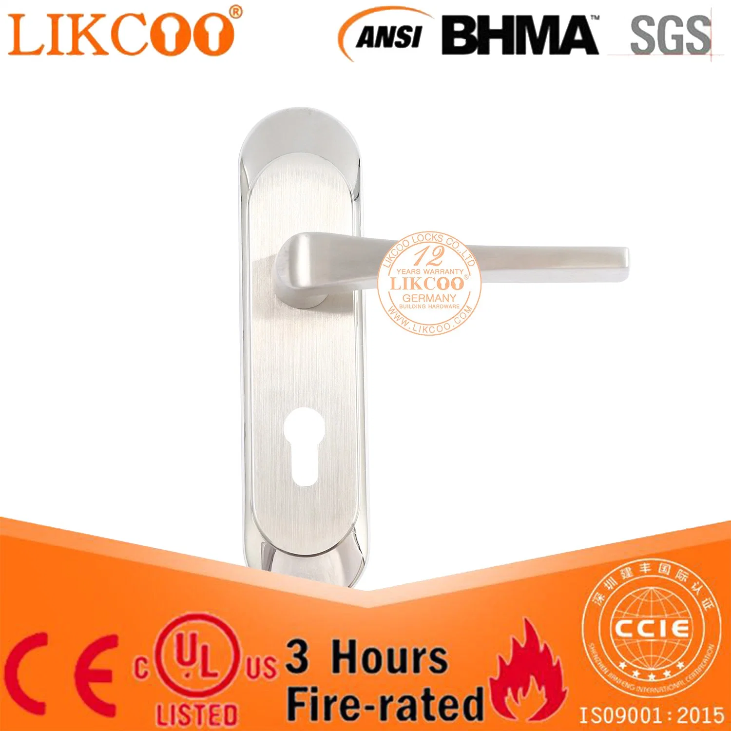 Stainless Steel Lever Tube Plate with Lock for Metal Door