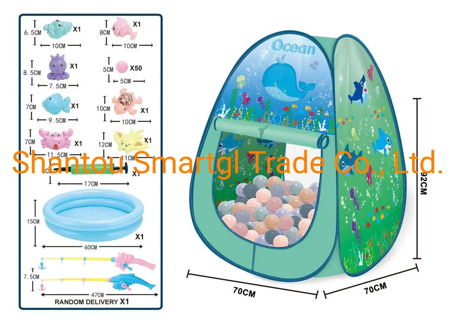 Новейшие заводе оптовой дети играют в рыболовных палатка портативный малыша игрушка палатки с видом на океан есть бассейн шаровой опоры рычага подвески