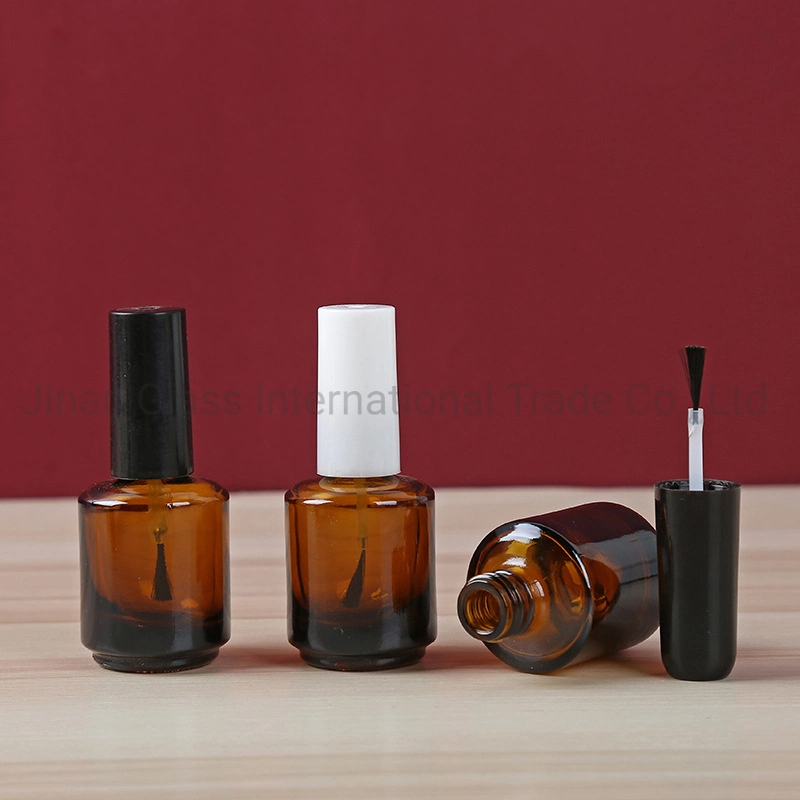 2021 Brown Glass Nail Polish Bottle Empty with a Lid Brush Empty Cosmetic