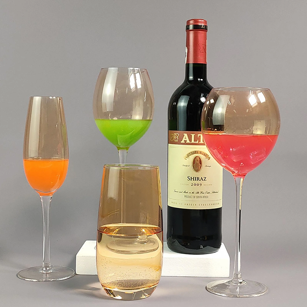 Copa de vino de cristal multicolor para el hogar y la fiesta Juego de 6