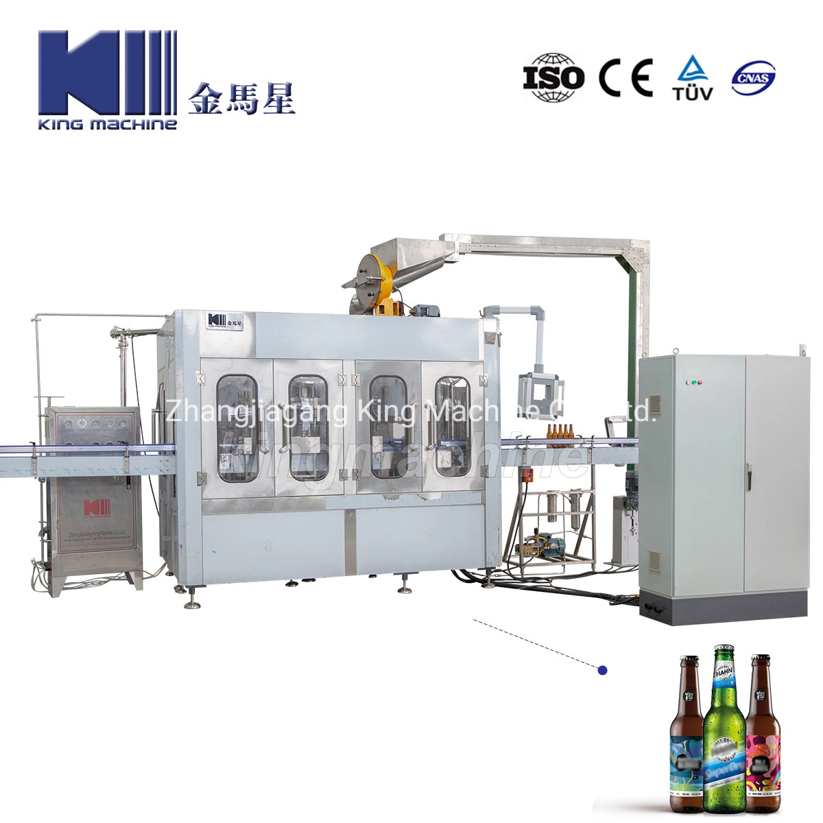 Automatic Glass Bottle Carbonated Soft Beverage Drink Isobaric Monoblock Filling Machine / Brewery Maize Beer Sparking Water Bottling Capping Production Line