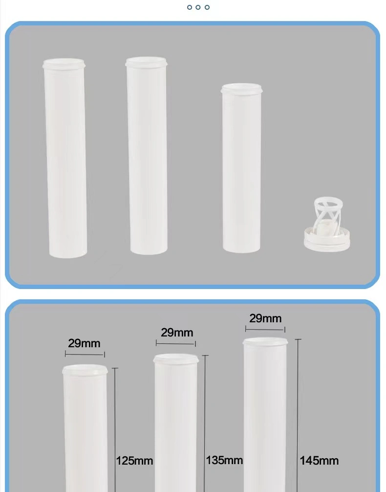 84mm 92mm 96mm 99mm 133mm 144mm Höhe Brausetabletten Verpackung Plastikflasche aus PP-Kunststoff mit Trockenmittel-Spiralkappe